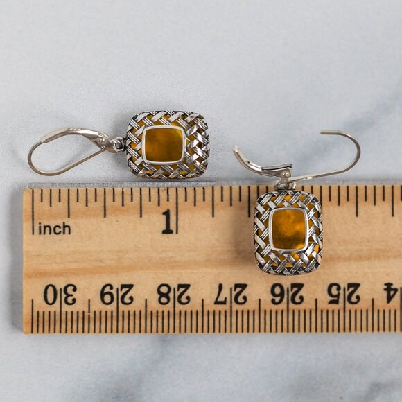 Recycled Vintage Brown Bleach Jug Vintage Quilted Square Earrings - Picture 6 of 6